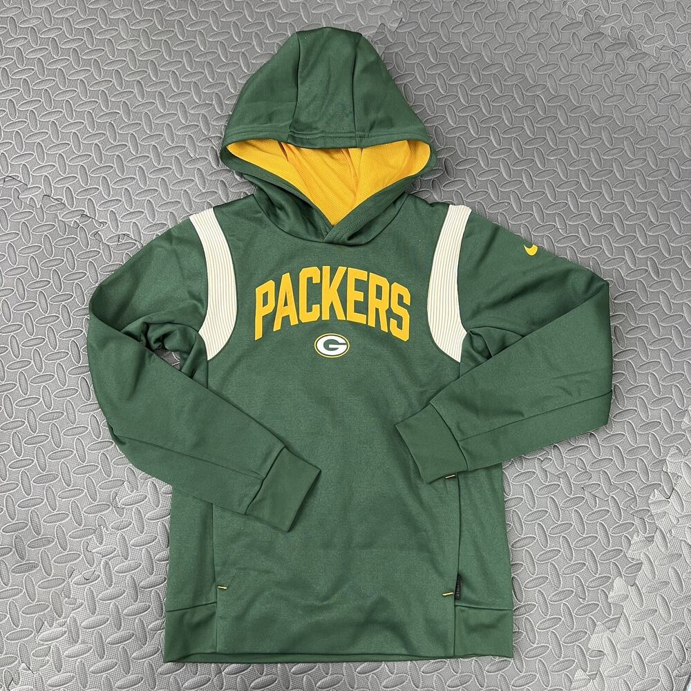 Nike Green Bay Packers Therma Hoodie Size Medium 10/12 Kids Green Pullover